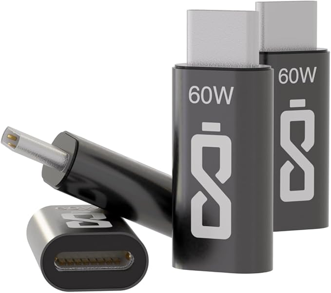 AISLE 3 ESSENTIALS 4-Pack Lightning to USB-C Adapter – Female to Male, 2x 10W & 2x 60W Fast Charging, Type-C Charger Connector for All iPhone 16,15 & Newer Models, iPad, AirPods – Not for Audio