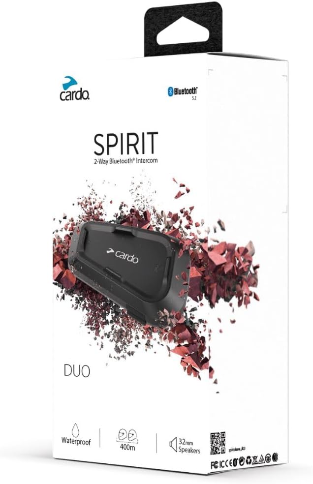 Cardo Systems Spirit Motorcycle Bluetooth Communication Headset - Black, Dual Pack