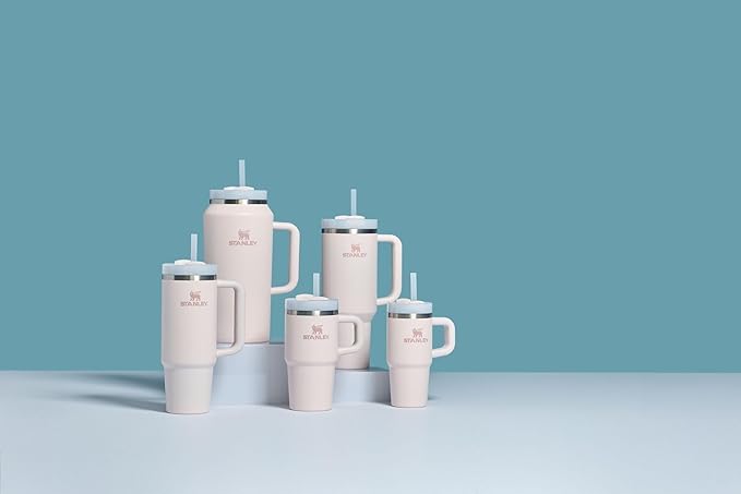 STANLEY Quencher H2.0 Tumbler with Handle and Straw 20 oz | Flowstate 3-Position Lid | Cup Holder Compatible for Travel | Insulated Stainless Steel Cup | BPA-Free | Rose Quartz 2.0