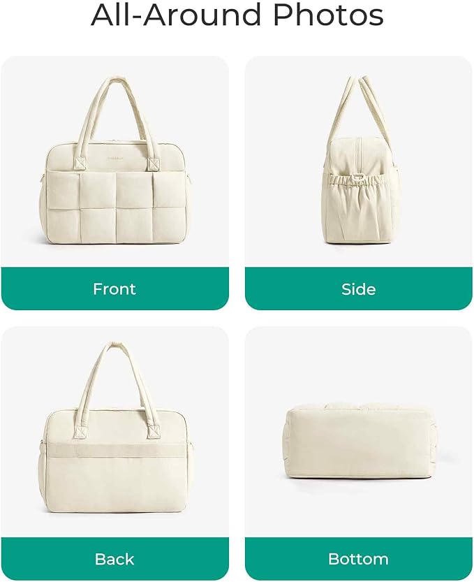 BAGSMART Gym Bag for Women, 24L Puffer Travel Duffle Bag for Travel with Laptop Compartment, Weekender Bags for Women, Carry On Duffel Bag Personal Item Bag, Beige