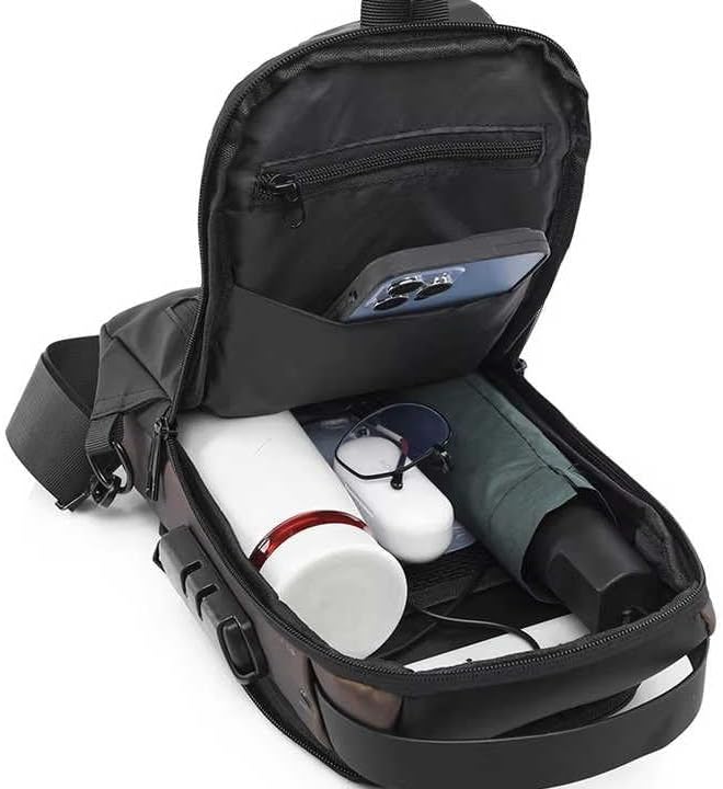 Unisex Anti-Theft Sling Bag with USB Port, Water-Resistant Crossbody Chest Backpack for Travel & Work