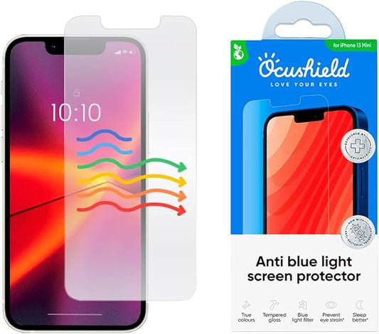 Ocushield Anti Blue Light Tempered Glass Screen Protector for iPhone 13 Mini 5.4" - Protect Your Eyes, Reduce Migraines & Improve Sleep