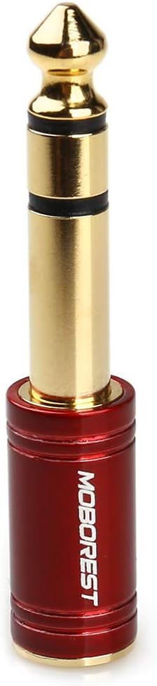 MOBOREST 6.35mm (1/4 inch) Male to 3.5mm (1/8 in) Jack Stereo Female Adapter Conversion Plug Adaptor Cable Copper RED 1PCS