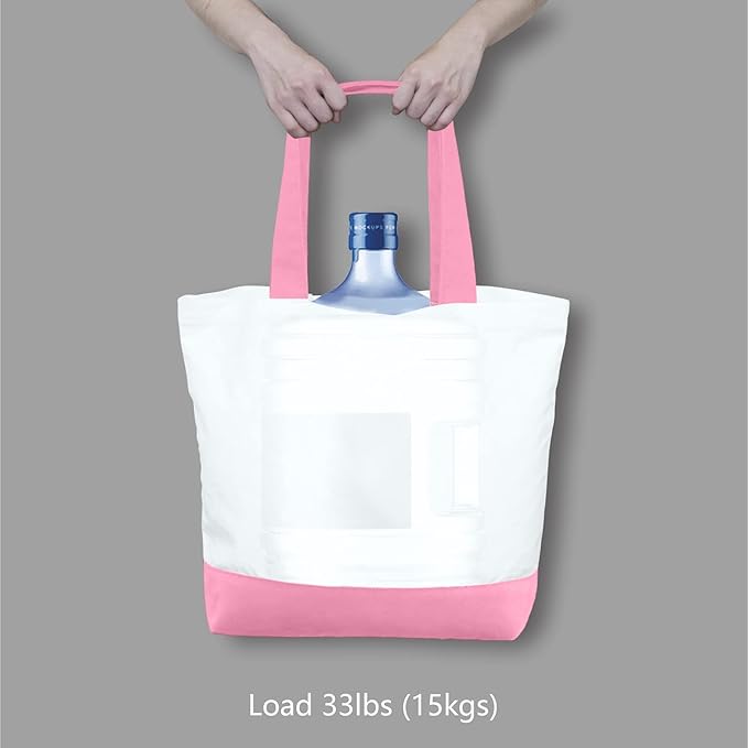 TOPDesign 1-Pack Super Strong Large 12oz Cotton Canvas Tote Bag, Reusable Grocery Shopping Cloth Bag, Fashionable Two-Tone Tote for Crafts, DIY Your Creative Designs