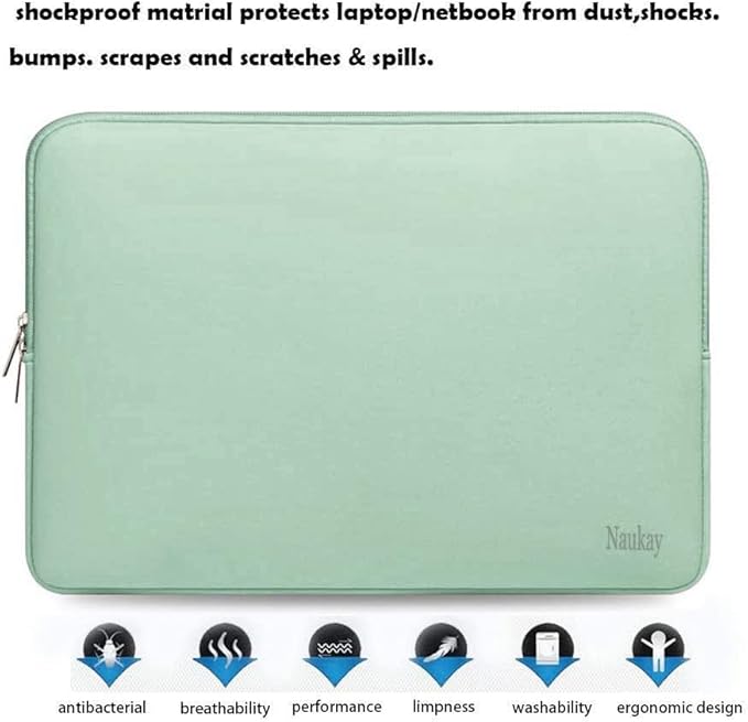 15.6 Inch Laptop Case, Resistant Neoprene Notebook Computer Pocket Case/Tablet Briefcase Carrying Bag Compatible for Asus Fujitsu HP Sony Toshiba - (LightBlue)