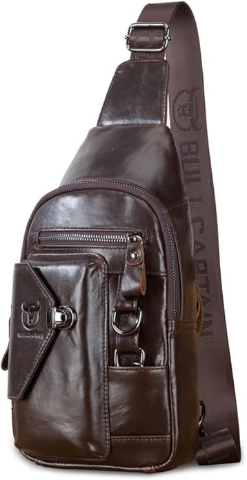 KPYWZER Vintage Leather Sling Bag Backpack for Men Crossbody Shoulder Chest Day Pack Backpacks