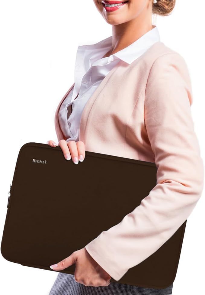 Laptop Sleeve Bag 14 inch, Shockproof Protective Computer Cover Flip Case Briefcase Carrying Bag Compatible with 14" HP, Lenovo, Asus, Acer, Notebook, Chromebook Computer, Brown