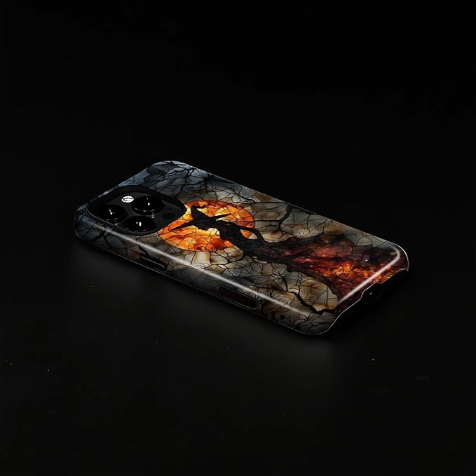 Case for iPhone 16 Pro Case,Halloween Witch Moon Stained Glass Design Hybrid Dual Protection Silicone + Hard PC Shockproof Full Body Cover Slim Anti-Scratch Protective Case for Men Women