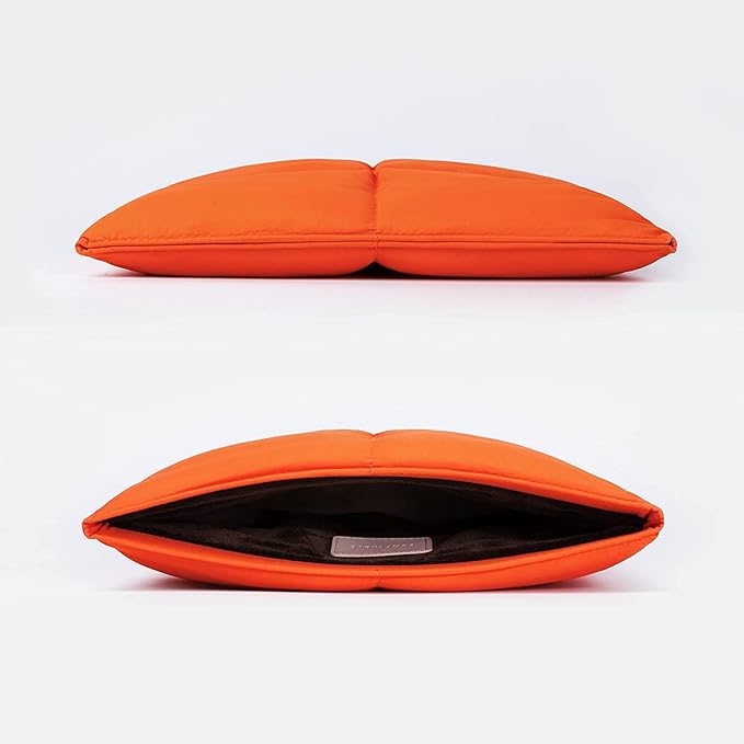 Comfyable Puffy Laptop Sleeve 13 Inch 14 Inch, Quilted Puffer Laptop Carrying Case, Pillow Case Compatible with MacBook Air M4 2025 M3 M2 M1, MacBook Pro M4 Pro/Max, Orange