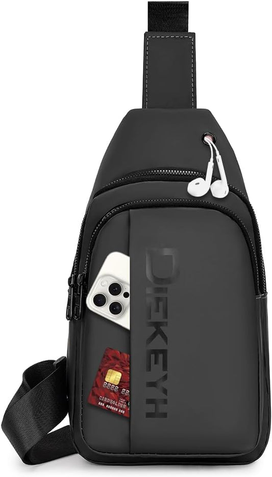 Sylphide Crossbody Sling Bag for Men Women, Casual Shoulder Backpack, Chest Daypack Satchel for Hiking Travel Running (Small, Black)