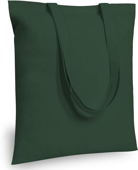 TOPDesign 6-Pack Economical 16"x15" Green Black Cotton Tote Bag, Lightweight Medium Reusable Grocery Shopping Cloth Bags, Suitable for DIY, Advertising, Promotion, Gift, Activity