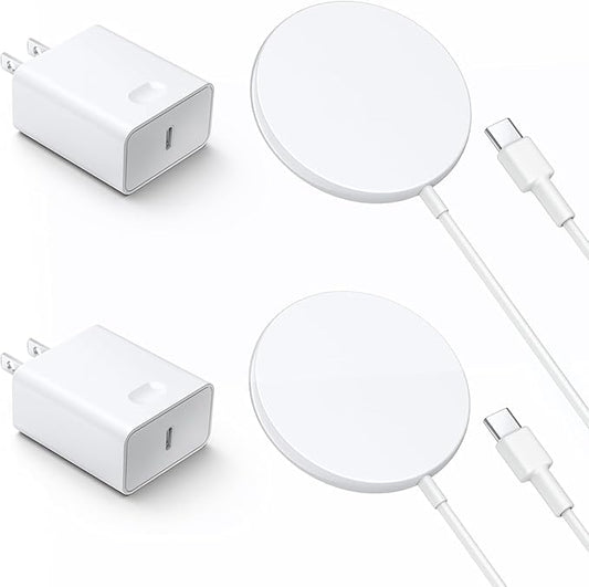 Magnetic Wireless Charger for iPhone 16 15 Wireless Charger with 20W PD USB C Charger, 2 Pack Compatible with Magsafe Charger for iPhone 16/16 Pro/16 Pro max/15/15Pro/15Promax/AirPods3
