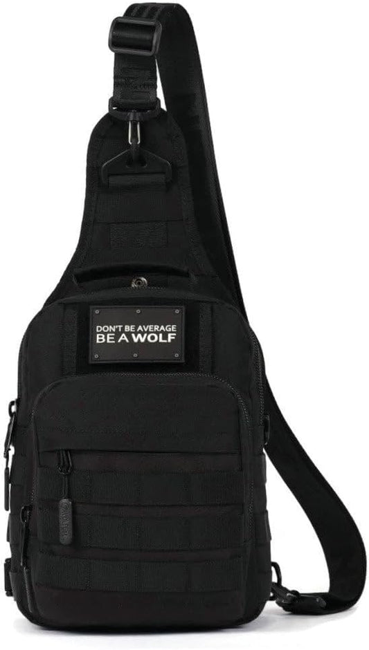 WOLFpak 9L Tactical Sling Bag Alpha Black - Compact Crossbody Backpack for Gym, Travel & EDC – Tactical Shoulder Bag with Multiple Pockets – Lightweight, Durable Sling Pack for Men & Women