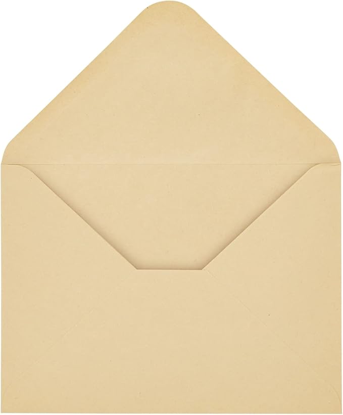 Juvale Vintage Envelopes - A6 (4.7 x 6.5 In), Light Brown, 100 Pack, V-Flap - Blank Envelopes for Invitations & Greeting Cards - Antique A6 Stationery for Thank You Cards & Letters