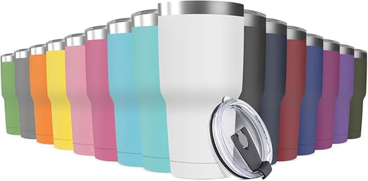 30oz Stainless Steel Travel Mug with Lid, 16 Pack Double Wall Vacuum Insulated Bulk Tumbler, Powder Coated Coffee Cup Suitable for Vehicle Cup Holders (Assorted Colors)