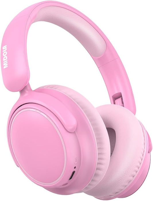MIDOLA Active Noise Cancelling Kids Headphones Bluetooth 5.4 Wireless Volume Limited 85/94dB,Type C Fast Charging,Over Ear Foldable with Mic Aux Cord for Toddler Child Pad Tablet Pink