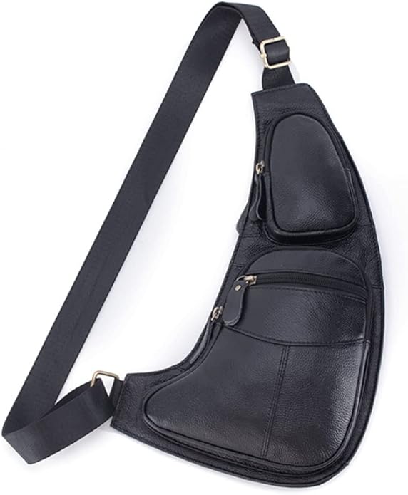 KPYWZER Vintage Leather Sling Bag Backpack for Men Crossbody Shoulder Chest DayPack Backpacks