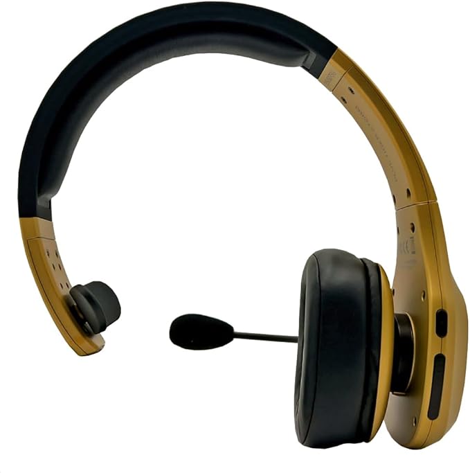 Blue Tiger Storm Gold - Premium Trucker Bluetooth Headset-Wireless Noise Canceling Mono Headset with Mic -High-Fidelity Sound, 30-Hour Talk Time, USB-C Charging - for Truck Drivers, Bluetooth 5.0