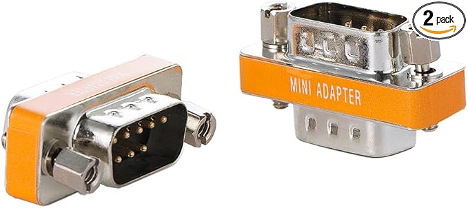 DB9 Null Modem Adapter Male to Male Slimline Data Transfer Serial Port Adapter 2 Pack
