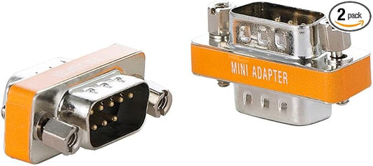 DB9 Null Modem Adapter Male to Male Slimline Data Transfer Serial Port Adapter 2 Pack