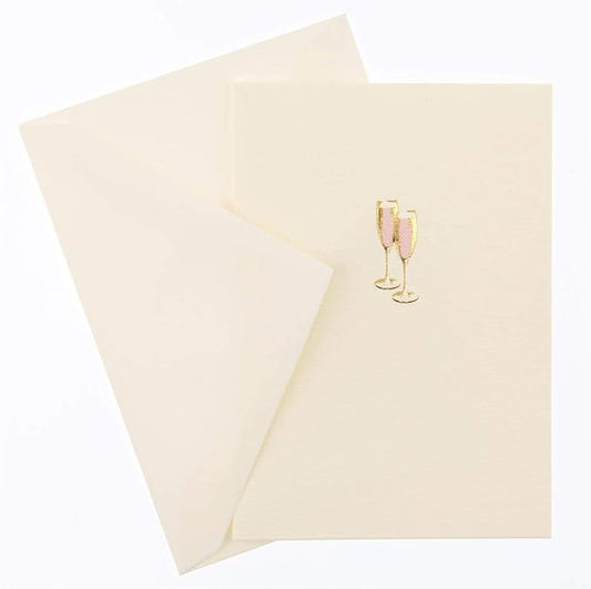 Graphique Pink Champagne La Petite Presse Boxed Notecards - 10 Embellished Gold Foil Champagne Blank Cards with Matching Envelopes, 3.25" x 4.75"