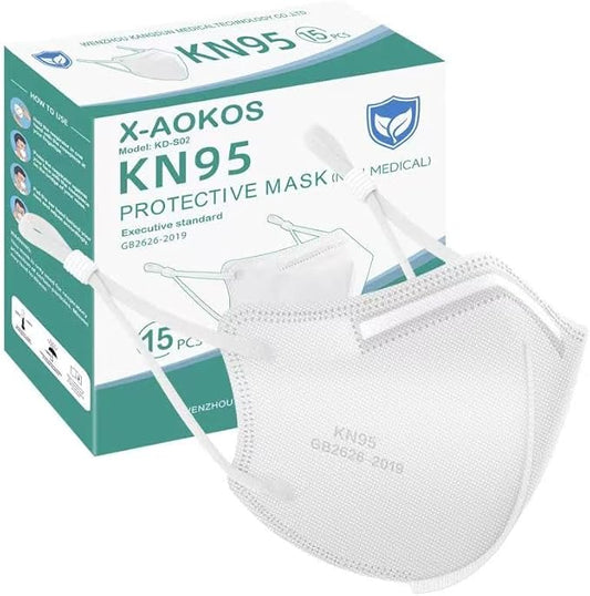 Adjustable KN95 Masks, 5-Layer Disposable Respirator Masks with Adjustable Ear Loops, Individually Wrapped