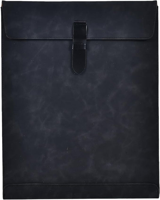 Black PU Leather File Folder, Snap Closure File Organizer, Important Document Folder, Document Organizer, Laptop Sleeve Notebook Case, Leather Folder A4 Envelopes Filing Folder