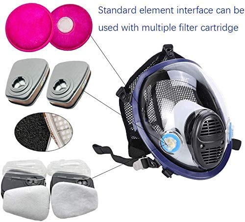 17 in 1 Full Face Large Size Respirator,Reusable Full Face Respirator Widely Used in Organic Gas,Paint Sprayer, Chemical,Woodworking,Dust Protector, Medium