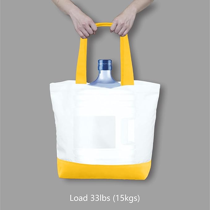 TOPDesign 1-Pack Super Strong Large 12oz Cotton Canvas Tote Bag, Reusable Grocery Shopping Cloth Bag, Fashionable Two-Tone Tote for Crafts, DIY Your Creative Designs