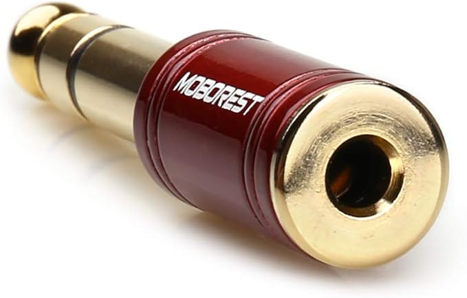 MOBOREST 3.5mm M to 6.35mm F Stereo Pure Copper Adapter, 1/8 Inch Plug Male to 1/4 Inch Jack Female Stereo Adapter, Can be Used Conversion Headphone adapte, amp adapte, RED 2PCS