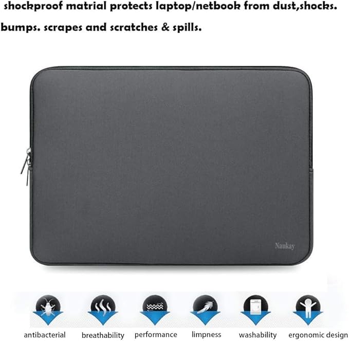 Laptop Sleeve Case 14 Inch, Resistant Neoprene Laptop Cover/Notebook Computer Pocket Case/Tablet Briefcase Carrying Bag for 14 inch HP, Lenovo, Asus Notebook, Ultrabook, Grey