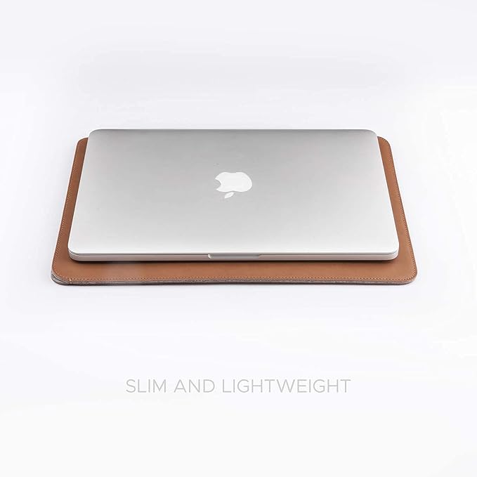 Comfyable Laptop Sleeve 13 Inch Precisely Compatible with MacBook Air M4 2025-2018 & MacBook Pro M2 2022 M1 2020-2016, Faux Leather Cover Case, Brown