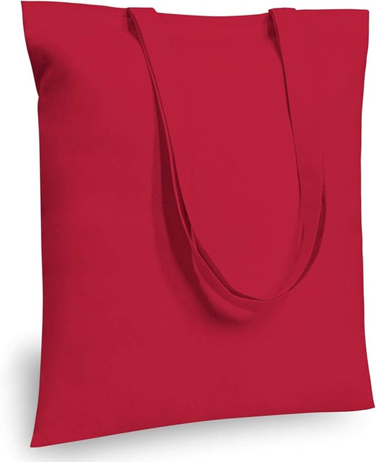 TOPDesign 6-Pack Economical 16"x15" Red Cotton Tote Bag, Lightweight Medium Reusable Grocery Shopping Cloth Bags, Suitable for DIY, Advertising, Promotion, Gift, Activity