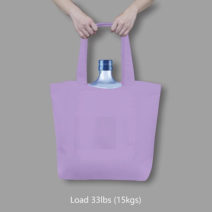 TOPDesign 1-Pack Super Strong Large 12oz Cotton Canvas Tote Bag, Reusable Grocery Shopping Cloth Bag, Fashionable Two-Tone Tote for Crafts, DIY Your Creative Designs