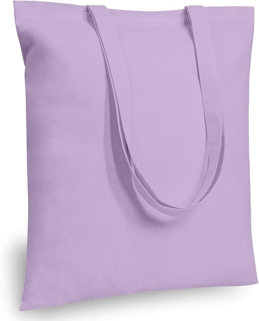 TOPDesign 6-Pack Economical 16"x15" Lavender Cotton Tote Bags, Lightweight Medium Reusable Grocery Shopping Cloth Bags, Suitable for DIY, Advertising, Promotion, Gift, Activity