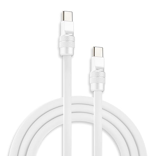 chubbycable Chubby 2.0 Fast Charging Cable Durable Soft Silicone USB C Cable 240W Extra Thick Charger Cord Compatible with iPhone 16/15 Series iPad, White+White, Type-C to Type-C, 4.9FT