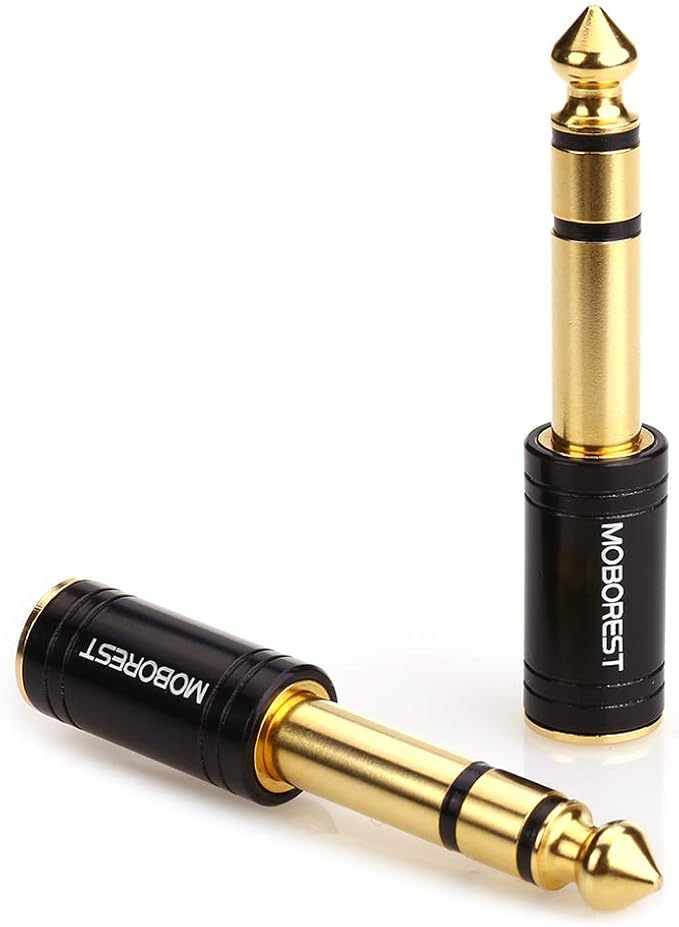 MOBOREST 3.5mm to 1/4" Adapter - Authentic Genuine Universal 6.35mm Pure Copper Adapter Jack - 3.5mm (1/8 Inch) Female to 6.35mm (1/4 Inch) Male Headphone Adapter, Black Fashion 2-Pack