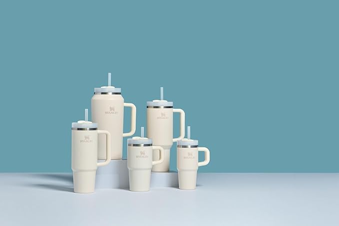 STANLEY Quencher H2.0 Tumbler with Handle and Straw 40 oz | Flowstate 3-Position Lid | Cup Holder Compatible for Travel | Insulated Stainless Steel Cup | BPA-Free | Cream 2.0