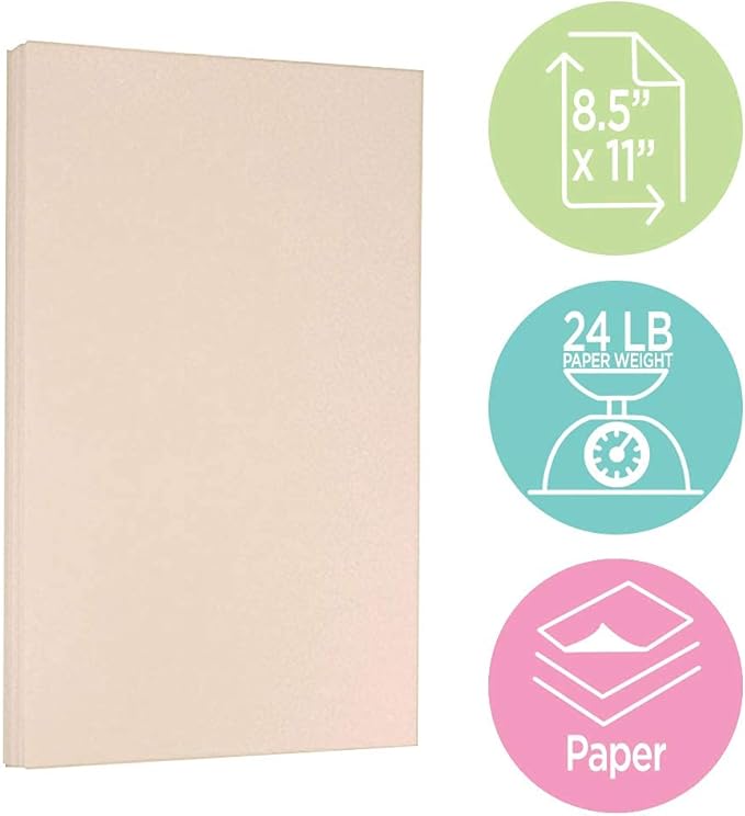 JAM PAPER Parchment 24lb Paper - 90 gsm - 8.5 x 11 - Natural Recycled - 50 Sheets/Pack