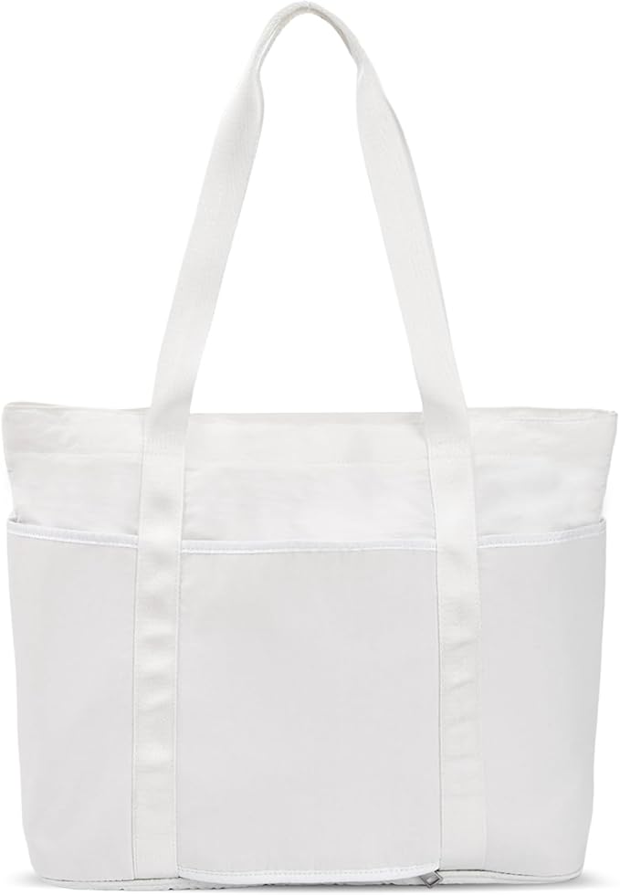 Tote Bag for Women with Zipper, Convertible Travel and Work Shoulder Bag, Large Teacher Tote Bag with Luggage Strap