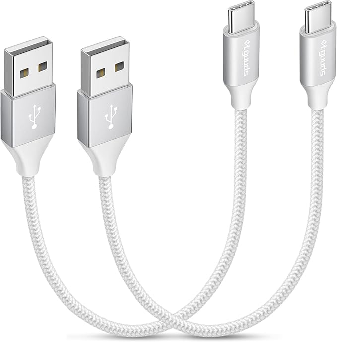 etguuds USB to USB C Cable 1ft, 2-Pack USB A to Type C Charger Cord Fast Charging for Samsung Galaxy A15 A25 A35 A55 A54, S24 S23 S22 S21 S20 S10 S10E, Note 20 10, Moto G, for iPhone 16 15, White