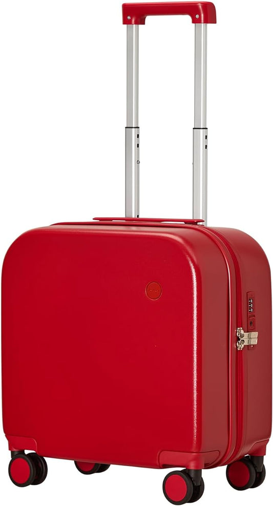 mixi Carry on Luggage, Suitcase with Spinner Wheels 16in Luggage Hardshell Lightweight Rolling Suitcases PC with Cover & TSA Lock, Red