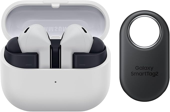 SAMSUNG Galaxy Buds 3 FE (2025) + Galaxy SmartTag2, True Wireless Bluetooth Earbuds, Active Noise Cancellation, Powerful Sound, Clear Calls, Long Lasting Battery, Gray [US Version, 2 Year Warranty]