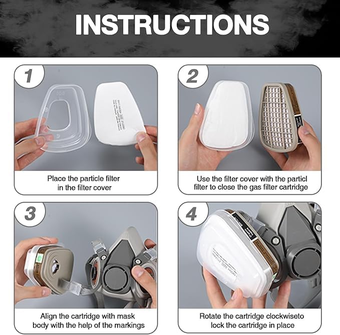 6200 Respirator Mask with Filters, Reusable Anti-fog Glass Gas Mask with Activated Carbon Filters