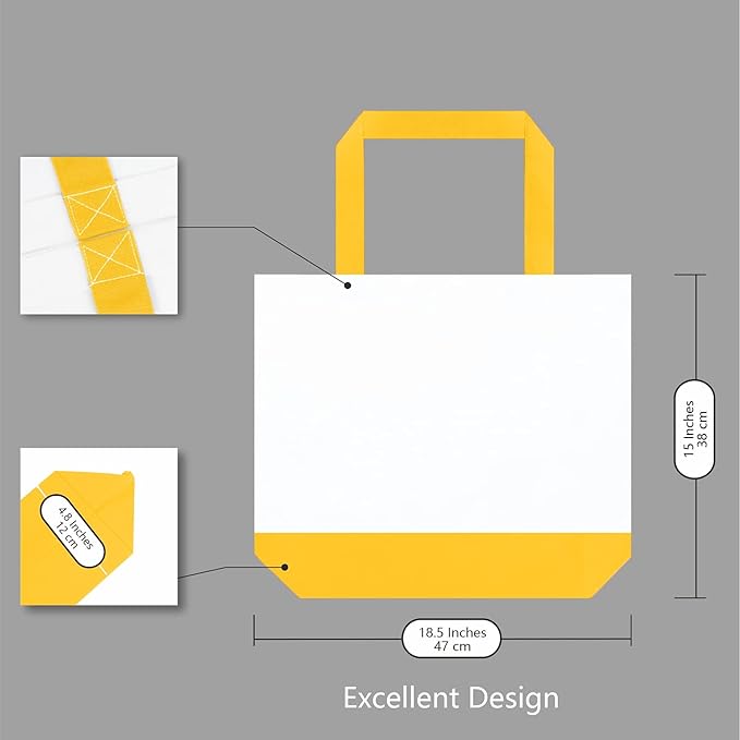 TOPDesign 1-Pack Super Strong Large 12oz Cotton Canvas Tote Bag, Reusable Grocery Shopping Cloth Bag, Fashionable Two-Tone Tote for Crafts, DIY Your Creative Designs