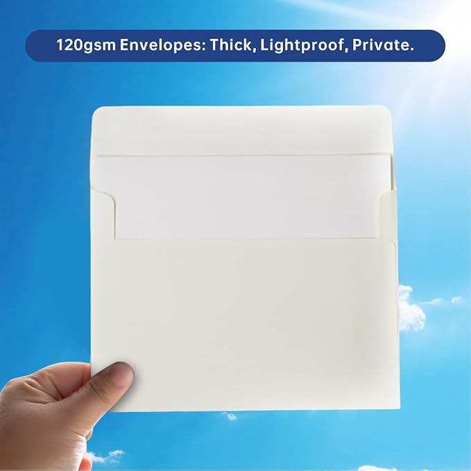 Keketer A7 Cream White 5x7 Printable Envelopes 50 Pack Self - Seal, for 5x7 Cards, Weddings, Invitations, Baby Shower 5.25 x 7.25 Inches