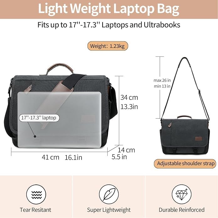 Canvas Messenger Bag for Men Waterproof Business Bags for Men Vintage Canvas Laptop Bag