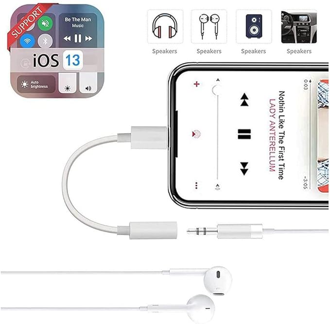 [Apple MFi Certified] 2 Pack for iPhone 3.5mm Headphones Adapter, Lightning to 3.5 mm Headphone/Earphone Jack Converter Audio Aux Dongle Compatible with iPhone 14 13 12 11 Pro XR XS Max X 8 7.