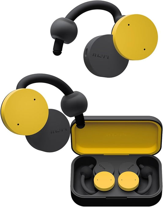 nwm DOTS Wireless On-Ear Speakers (Open Ear Earphones) Sound Leakage suppressed (PSZ Technology - Bone Conduction Alternative) with Optimal Microphone Function Designed in Japan | Mustard Yellow