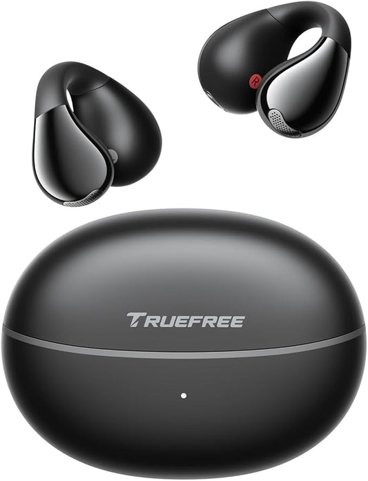 truefree B1 Open-Ear Wireless Earbuds, Bluetooth 5.4 Headphones with Spatial Audio, Ultra-Light Clip-On Fit, 25H Battery, Fast Charging, Multipoint Connection, App Customization, Workouts, Commute